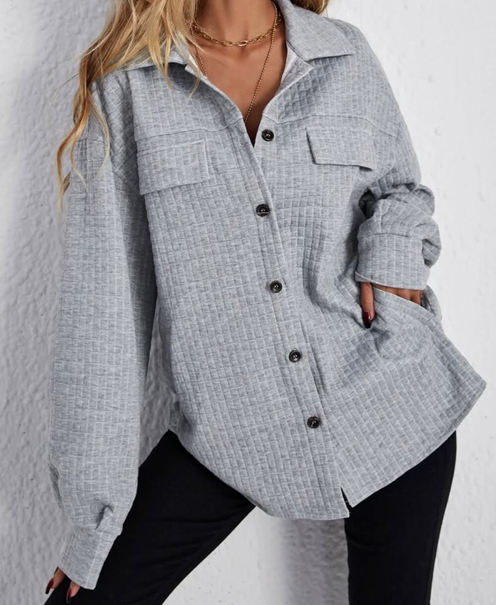 Gray Leightweight Shacket - Small